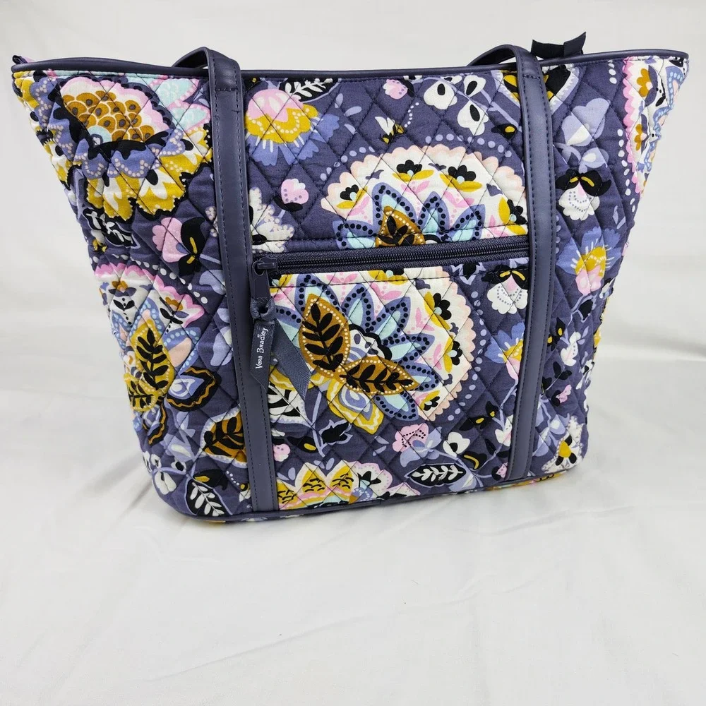 Vera Bradley Charmont Meadow Tote‎ Leather Handles Multi Color Floral